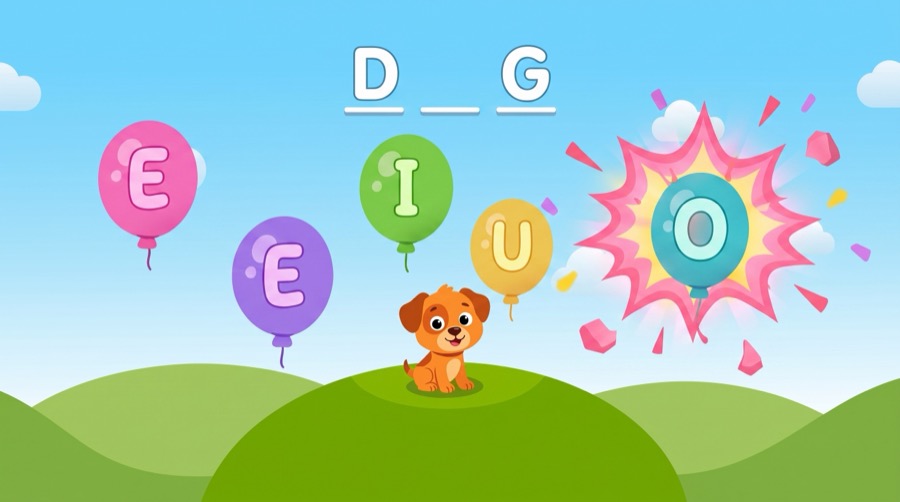 D와 G 사이에 O를 골라 DOG를 만드는 게임